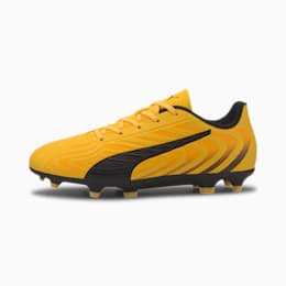 PUMA ONE 20.4 FG/AG Youth Football Boots, Zwart/Geel/Oranje
