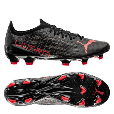 PUMA Ultra 1.3 Fg/ag Eclipse - Zwart/rood/asfalt - Natuurgras (Fg) / Kunstgras (Ag), maat 42