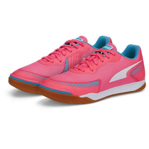 Pressing Iii Sunset Glow-PUMA White-bleu Azur-gum - Indoor (Ic), maat 42