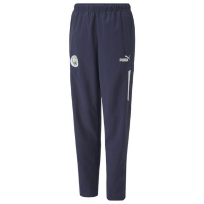 Manchester City Trainingsbroek Pre Match Woven - Navy/wit Kinderen - PUMA, maat L/164 cm