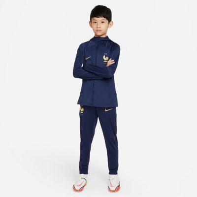 Frankrijk Trainingspak Dri-fit Strike Wk 2022 - Navy/goud Kinderen - Nike, maat L: 147-158 cm