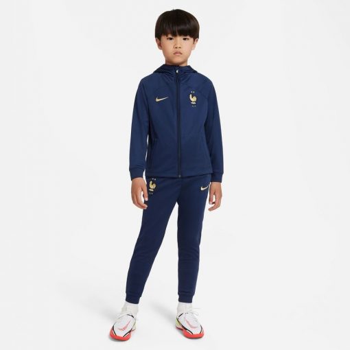 Frankrijk Trainingspak Dri-fit Strike Wk 2022 - Navy/goud Kinderen - Nike, maat XS: 96-104 cm