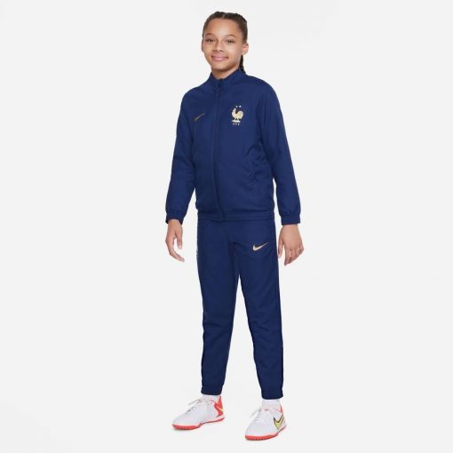 Frankrijk Trainingspak Dri-fit Strike Woven Wk 2022 - Navy/goud Kinderen - Nike, maat XL: 158-170 cm