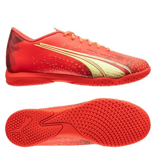 PUMA Ultra Play It Fearless - Rood/groen/zwart - Indoor (Ic), maat 46½