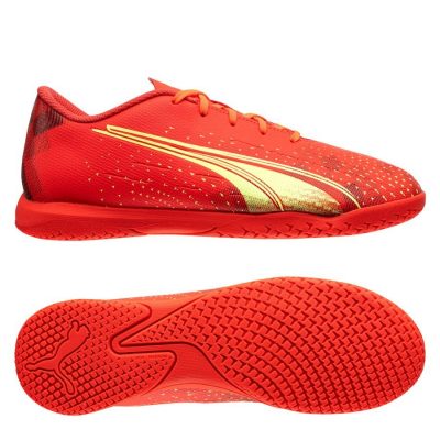 PUMA Ultra Play It Fearless - Rood/groen/zwart Kinderen - Indoor (Ic), maat 36