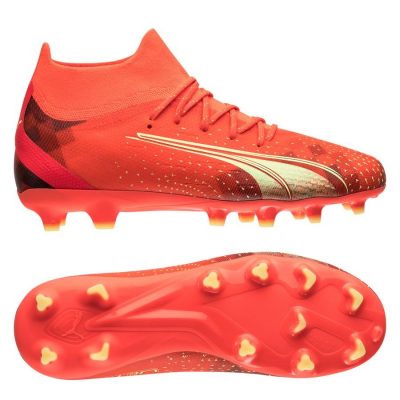 PUMA Ultra Pro Fg/ag Fearless - Rood/groen/zwart Kinderen - Kunstgras (Ag) / Natuurgras (Fg), maat 38