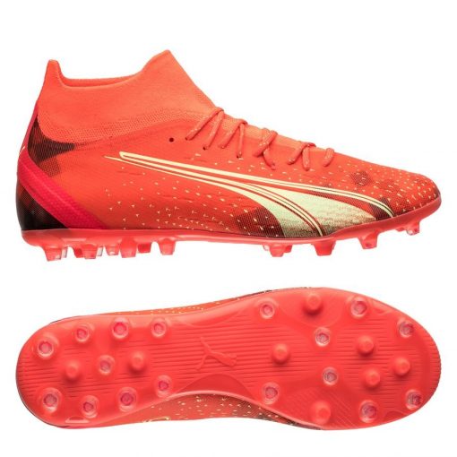 PUMA Ultra Pro Mg Fearless - Rood/groen/zwart - Kunstgras (Ag) / Natuurgras (Fg), maat 42