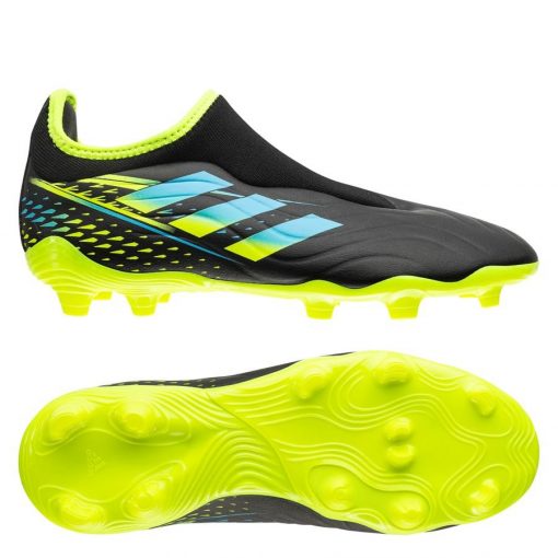 adidas Copa Sense .3 Laceless FG Al Rihla - Zwart/Turquoise/Geel Kinderen