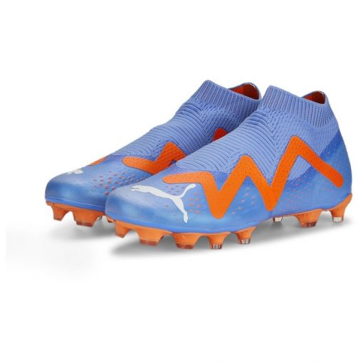 PUMA Future Match + Laceless FG/AG Supercharge - Blauw/Wit/Oranje - Kunstgras (AG) / Natuurgras (FG), maat 39