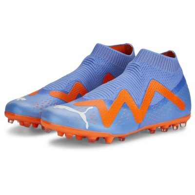 PUMA Future Match + Laceless MG Supercharge - Blauw/Wit/Oranje - Kunstgras (AG) / Natuurgras (FG), maat 41