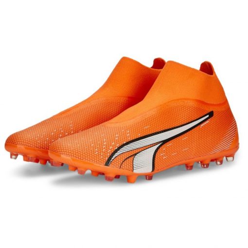 PUMA Ultra Match + Laceless MG Supercharge - Oranje/Wit/Blauw - Kunstgras (AG) / Natuurgras (FG), maat 41