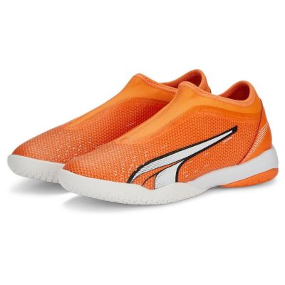 PUMA Ultra Match + Mid Laceless IT Supercharge - Oranje/Wit/Blauw Kinderen - Indoor (IC), maat 35