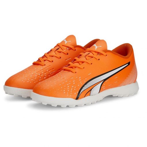 PUMA Ultra Play Tt Supercharge - Oranje/wit/blauw Kinderen - Turf (Tf), maat 32