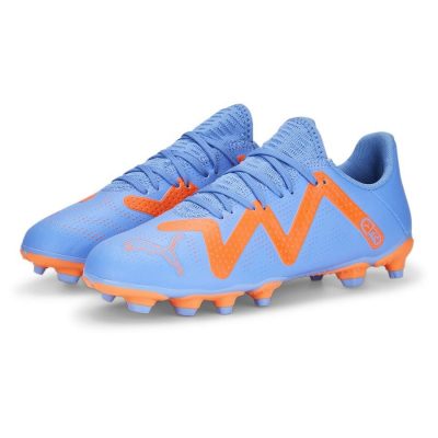 PUMA Future Play Fg/ag Supercharge - Blauw/wit/oranje Kinderen - Kunstgras (Ag) / Natuurgras (Fg), maat 33