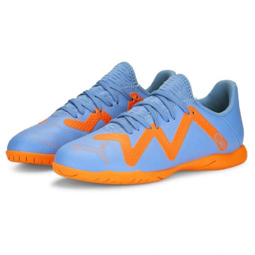 PUMA Future Play It Supercharge - Blauw/wit/oranje Kinderen - Indoor (Ic), maat 37½