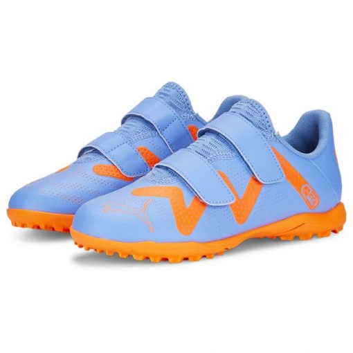 PUMA Future Play Tt V Supercharge - Blauw/wit/oranje Kinderen - Turf (Tf), maat 38