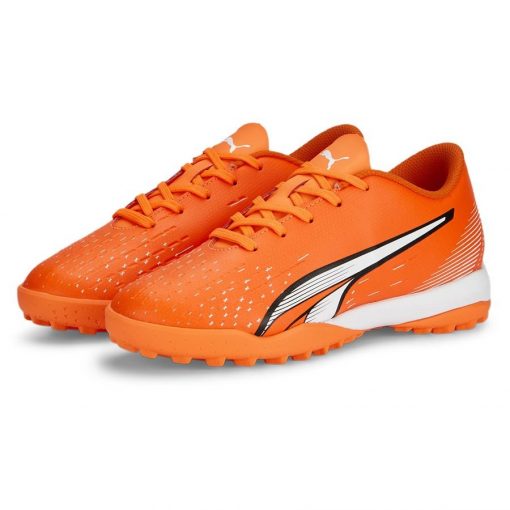 PUMA Ultra Play + Mid TT Supercharge - Oranje/Wit/Blauw Kinderen - Turf (TF), maat 38½