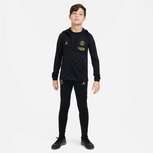 Paris Saint-Germain Trainingspak Dri-FIT Strike Capuchon Jordan x PSG - Zwart/Geel Kinderen