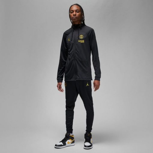 Paris Saint-germain Trainingspak Dri-fit Strike Capuchon Jordan x Psg - Zwart/geel - Nike, maat Large