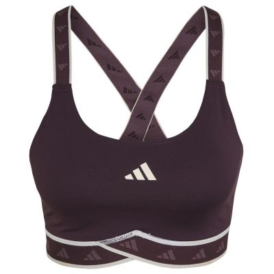 adidas Sportbeha power Impact Medium Support - Bordeaux/Beige Vrouw