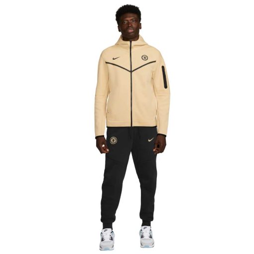 Nike Chelsea Tech Fleece Full Zip Trainingspak 2022-2023 Beige Zwart