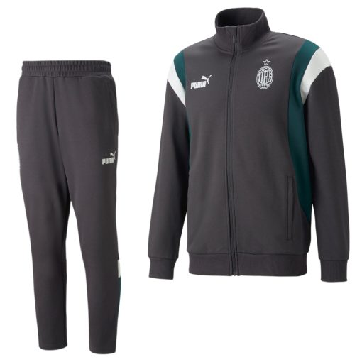 PUMA AC Milan FtblArchive Trainingspak Full-Zip 2022-2023 Donkergrijs Donkergroen Wit