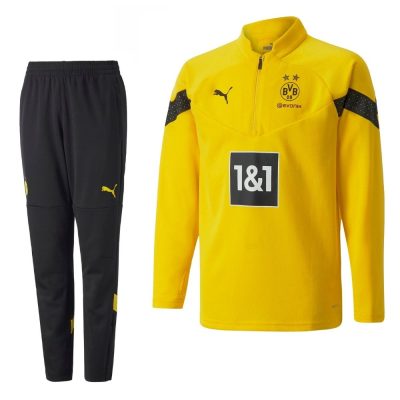 PUMA Borussia Dortmund 1/4-Zip Trainingspak 2022-2023 Kids Geel Zwart