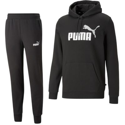 PUMA Essentials+ 2 College Big Logo Fleece Trainingspak Zwart Wit