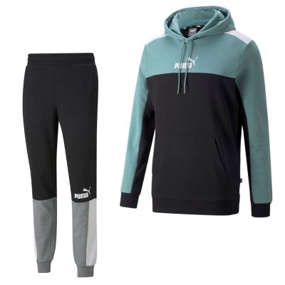 PUMA Essentials+ Block Hoodie Trainingspak Zwart Blauw Wit