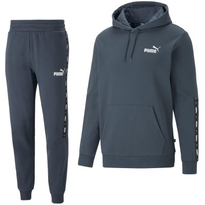 PUMA Essentials+ Tape Fleece Trainingspak Donkerblauw Wit Zwart