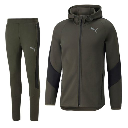 PUMA Evostripe Trainingspak Donkergroen Zwart