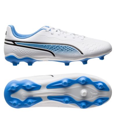 PUMA King Match Fg/ag Supercharge - Wit/zwart/blauw Kinderen - Kunstgras (Ag) / Natuurgras (Fg), maat 34