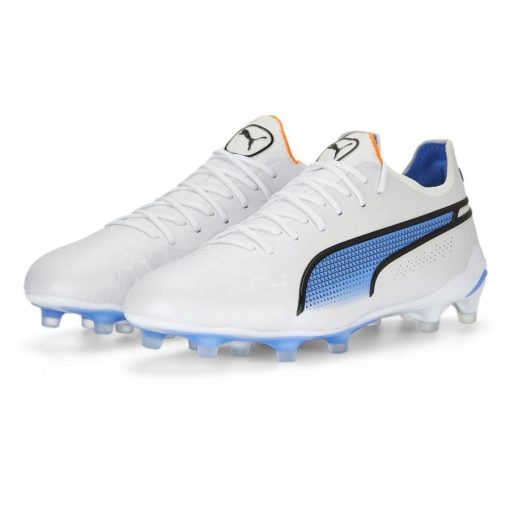 PUMA King Ultimate Fg/ag Supercharge - Wit/zwart/blauw/oranje - Kunstgras (Ag) / Natuurgras (Fg), maat 37