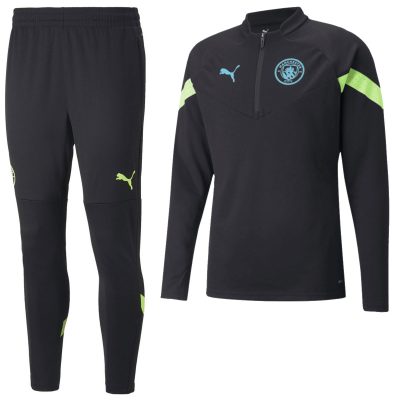 PUMA Manchester City 1/4-Zip Trainingspak 2022-2023 Zwart Lichtgroen