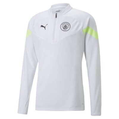 PUMA Manchester City 1/4-Zip Trainingstrui 2022-2023 Wit Lichtgroen