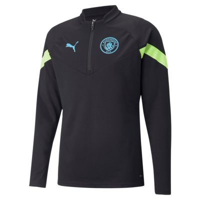 PUMA Manchester City 1/4-Zip Trainingstrui 2022-2023 Zwart Lichtgroen