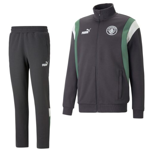 PUMA Manchester City FtblArchive Trainingspak Full-Zip 2022-2023 Donkergrijs Groen Wit