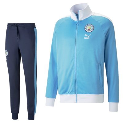 PUMA Manchester City FtblHeritage Trainingspak Full-Zip 2022-2023 Lichtblauw Donkerblauw Wit