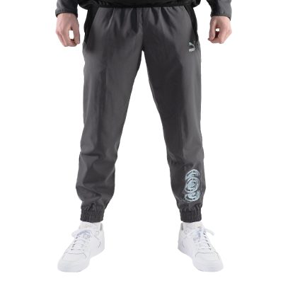 PUMA Manchester City FtblStatement Trainingsbroek Woven 2022-2023 Donkergrijs Zwart