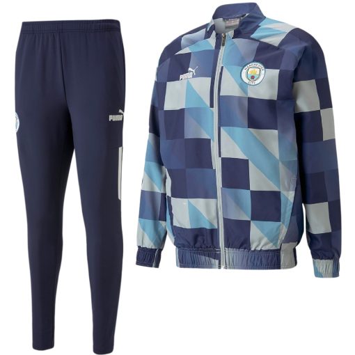 PUMA Manchester City Pre-Match Trainingspak Full-Zip 2022-2023 Donkerblauw Grijs