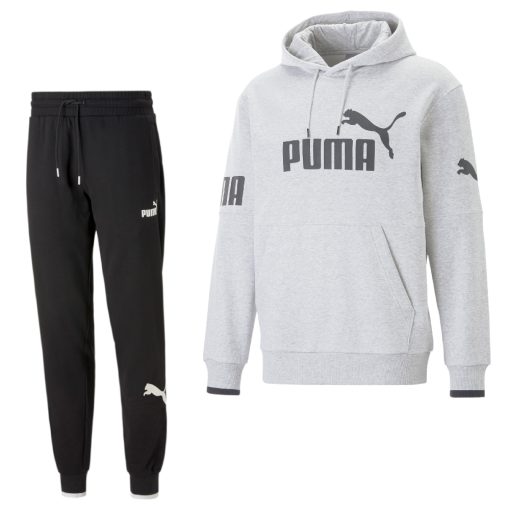 PUMA Power College Block Fleece Trainingspak Grijs Zwart