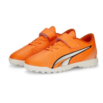 PUMA Ultra Play Tt V Supercharge - Oranje/wit/blauw Kinderen - Turf (Tf), maat 37½