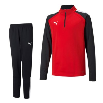 PUMA teamLIGA 1/4-Zip Trainingspak Kids Rood Zwart