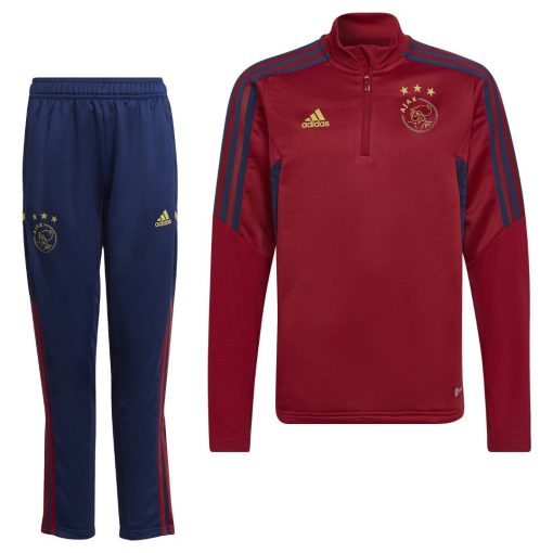 adidas Ajax Trainingspak 2022-2023 Kids Donkerrood Donkerblauw Goud