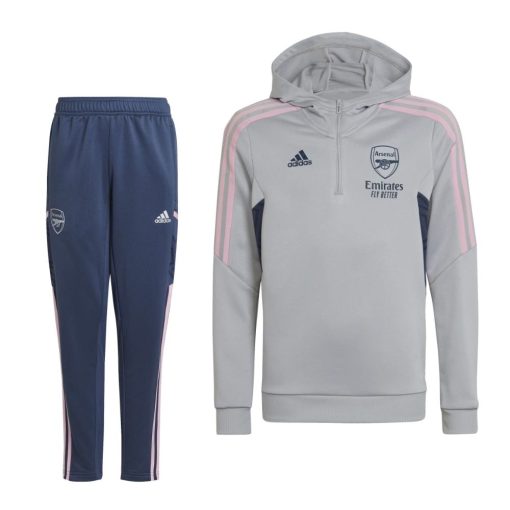 adidas Arsenal Track Hoodie Trainingspak 2022-2023 Kids Grijs Blauw