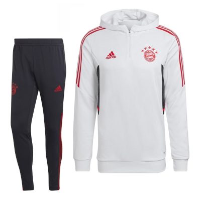 adidas Bayern München Track Hoodie Trainingspak 2022-2023 Wit Grijs