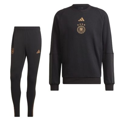 adidas Duitsland Crew Sweater Trainingspak 2022-2024 Zwart Goud