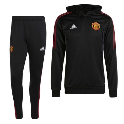 adidas Manchester United Track Hoodie Trainingspak 2022-2023 Zwart Zwart