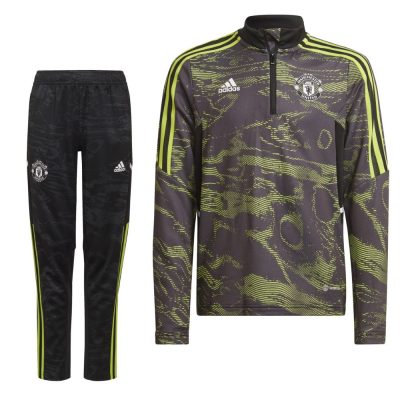 adidas Manchester United Trainingspak Europees 2022-2023 Kids Groen Zwart