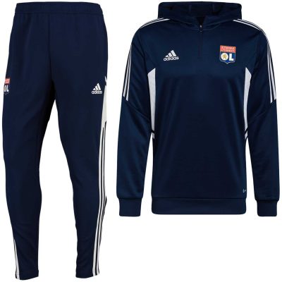 adidas Olympique Lyon Track Hoodie Trainingspak 2022-2023 Donkerblauw